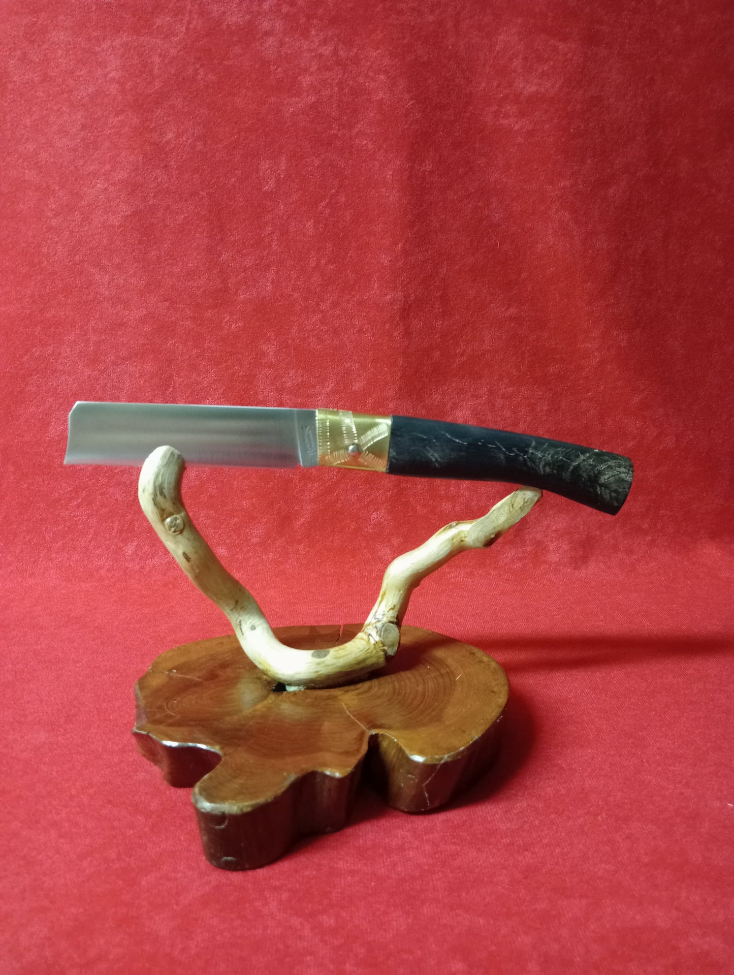 Coltello lametta,lama 10 CM,impugnatura in corno di caprone