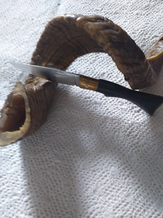 Coltello pattadese lama 9,5 CM ,impugnatura corno di montone a forma di fucile