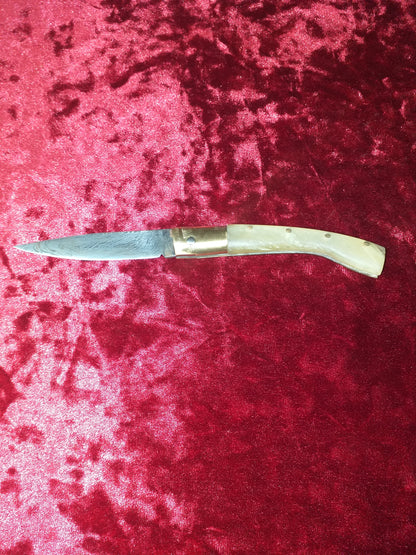 Coltello pattadese con anima ,lama 10,5 damascata ,impugnatura in  corno di montone