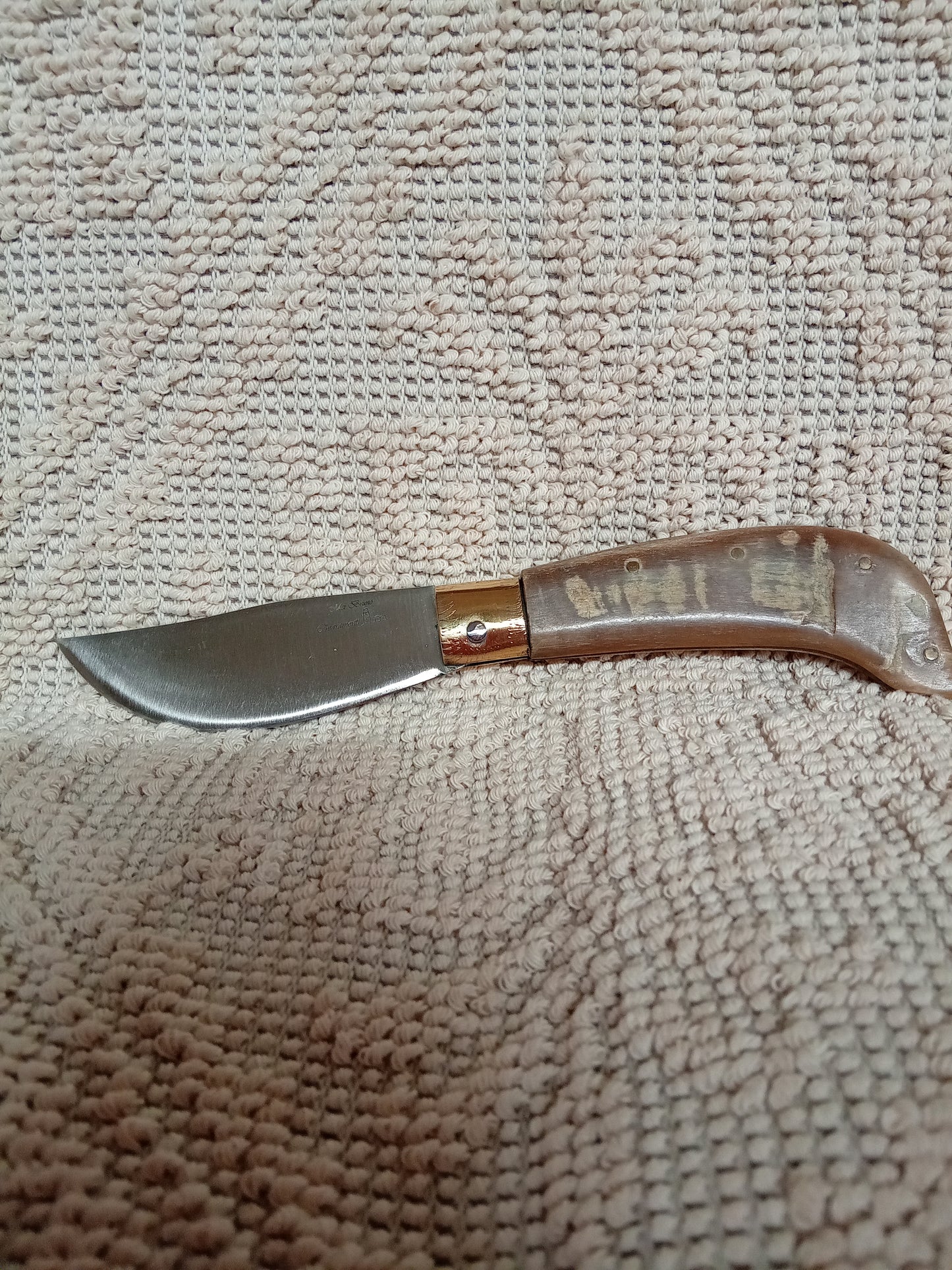 Coltello arburesa lama 10 CM impugnatura in corno di montone chiaro