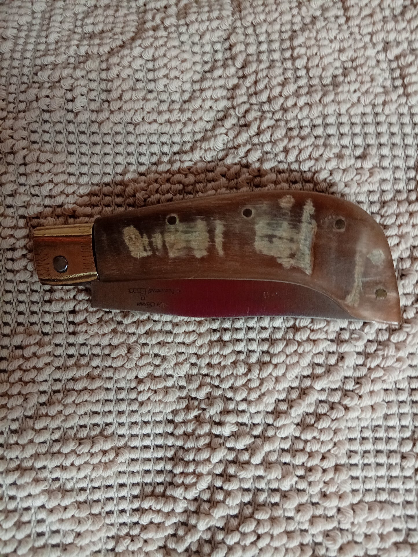 Coltello arburesa lama 10 CM impugnatura in corno di montone chiaro