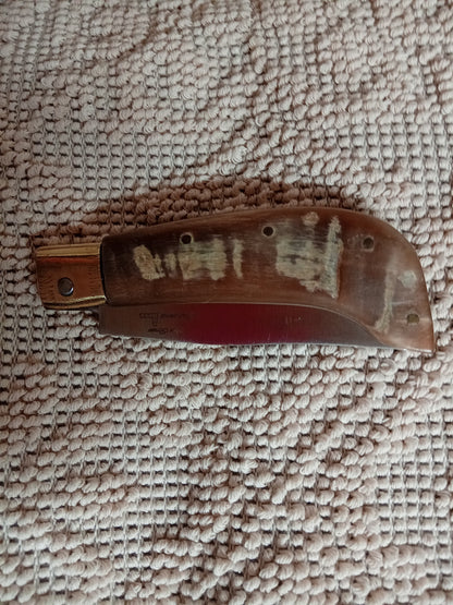 Coltello arburesa lama 10 CM impugnatura in corno di montone chiaro