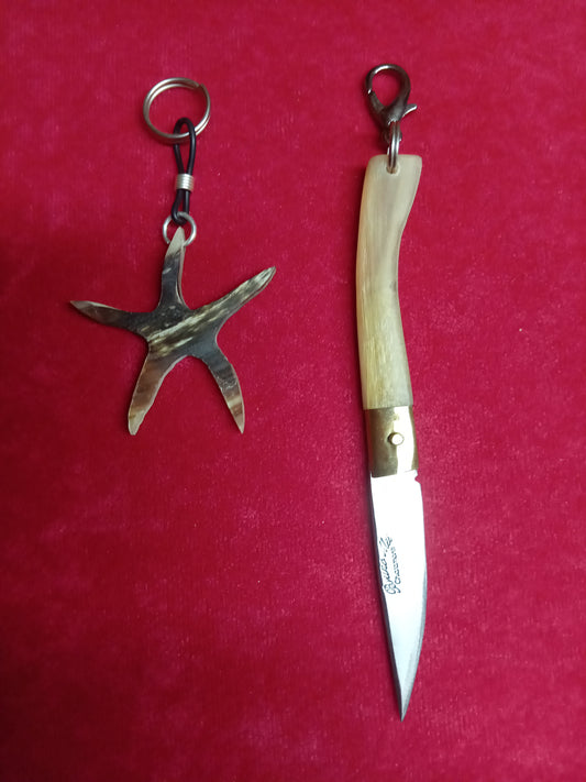 Coltello pattadese portachiavi lama 5 CM in corno di montone,con portachiavi in omaggio in corno di montone