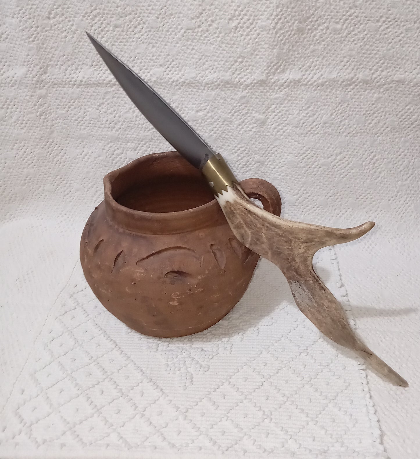 Coltello da collezione lama 16 CM impugnatura in corno di alce
