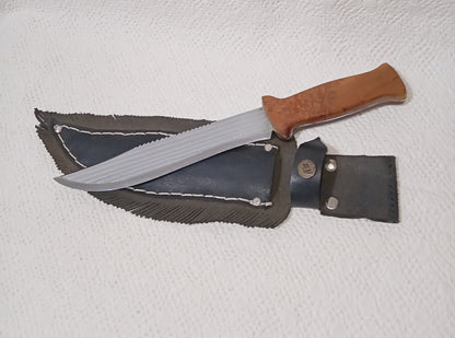 Coltello pugnale con anima decorata,lama 20 CM impugnatura in radica