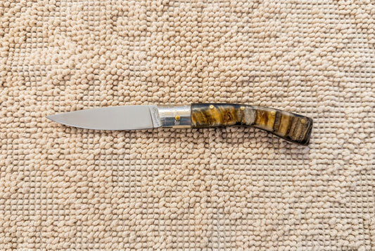 Pattadese con anima in corno di muflone lama 8,5 cm.