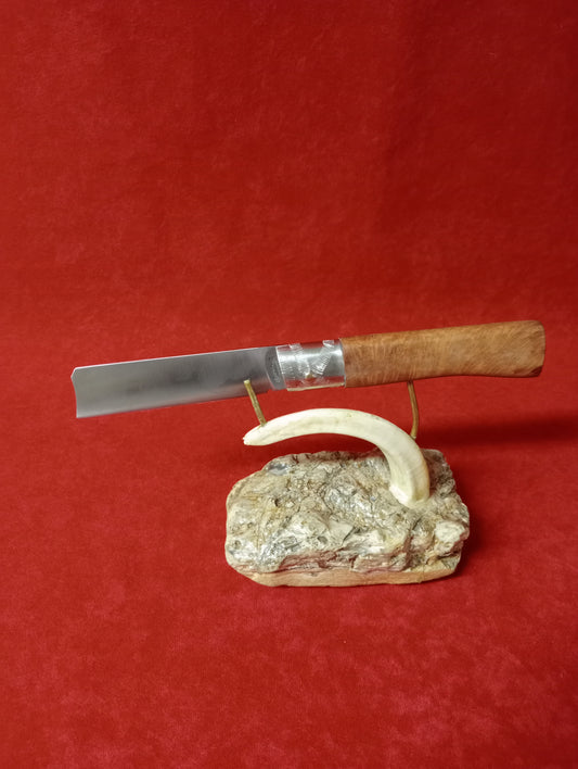 Coltello lametta ,lama 9 CM, impugnatura in legno di radica