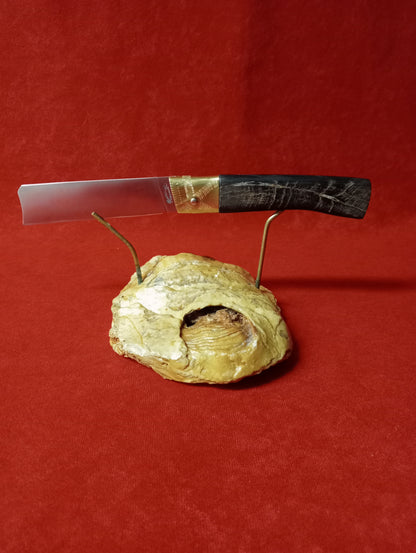 Coltello lametta ,lama da 9 CM, impugnatura in corno di caprone