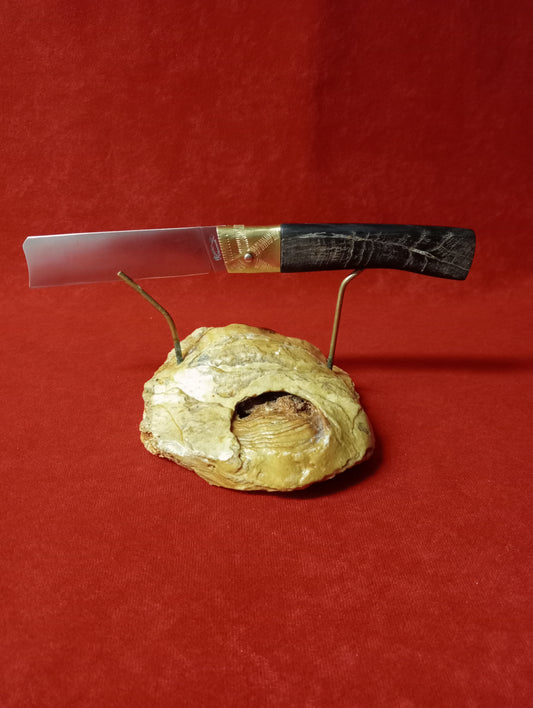 Coltello lametta ,lama da 9 CM, impugnatura in corno di caprone