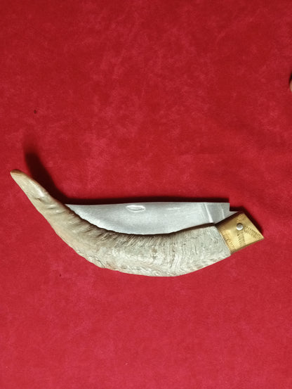 Coltello da collezione arburesa  lama 13 CM impugnatura in corno di caprone